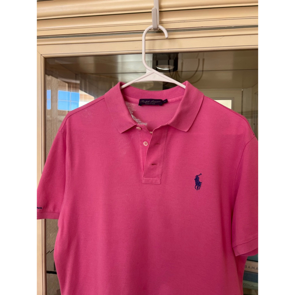 NWOT Ralph Lauren Pink Short Sleeve Polo Tee L with Purple Logo L - Picture 4 of 7